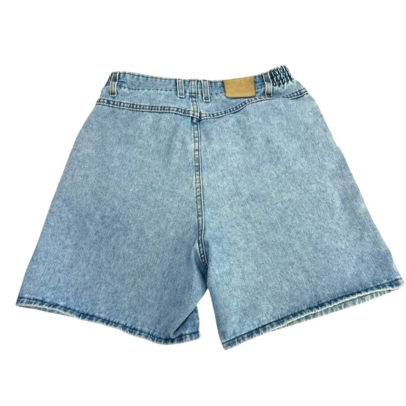 Vtg 80's Lee Light Blue Jean Denim Mom Shorts Bare Back Elastic Waist 10 Grunge - Picture 2 of 8